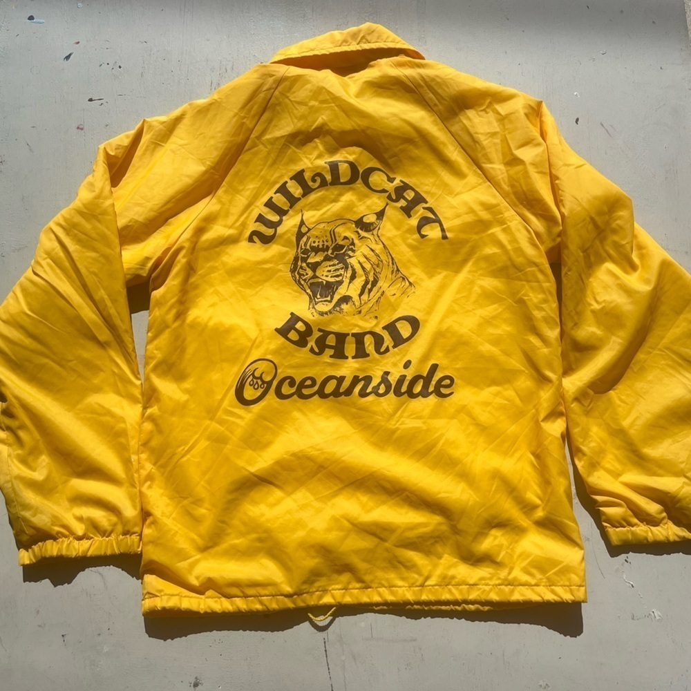 Men's Vintage El Camino Band Windbreaker Yellow Spell-Out S Oceanside 80s USA